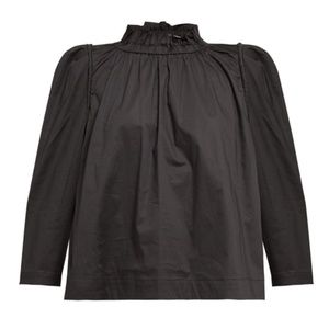 Sea NY Sienna ruffle Mock Neck Top  Black 2 XS